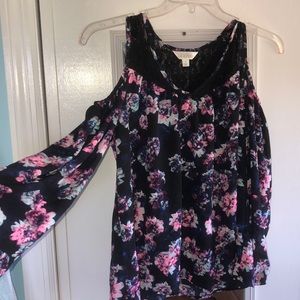 A black floral long sleeve shirt